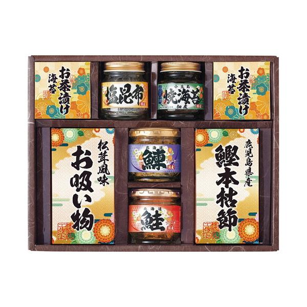 和食ならではの繊細な味を詰合せた食卓にあると嬉しいギフトセットです。突然の来客にも重宝します。■焼海苔佃煮85g・塩昆布18g・鰊フレーク50g・鮭フレーク40g各1瓶・永谷園お茶漬け海苔(4.7g×2袋)2箱・鰹本枯節(2.5g×3袋)・...