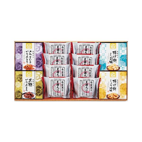 銘菓丸ぼうろに粗く砕いた黒砂糖を練りこんだ黒糖丸ぼうろと、国産玄米から作られた米油100%で揚げたかりんとう、国産のもち米を使用し米油とごま油をブレンドした油で揚げサクッとした食感の揚げ餅などをセットした和菓子詰合せです。■黒糖丸ぼうろ×8...