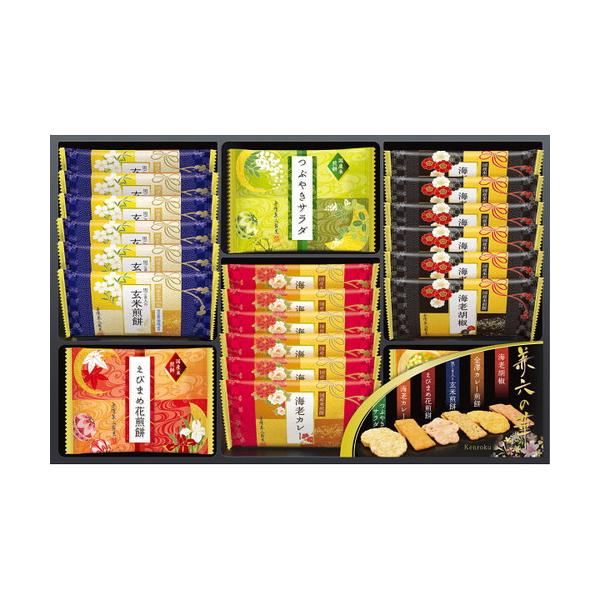 国産米100%の煎餅の詰合せです。加賀友禅をモチーフに色鮮やかにデザインされた目で見てきれいな米菓ギフトです。■黒ごま入り玄米煎餅・海老カレー・海老胡椒×各6、金澤カレー煎餅・えびまめ花煎餅・つぶやきサラダ×各3■箱サイズ:37.3×24....