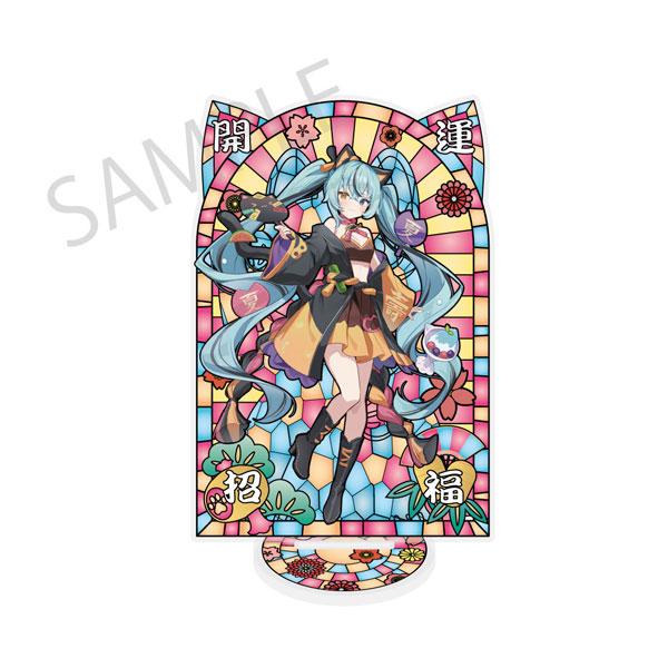 初音ミク×招き猫×真夏の熊谷」ステンドグラス風素材加工アクリル