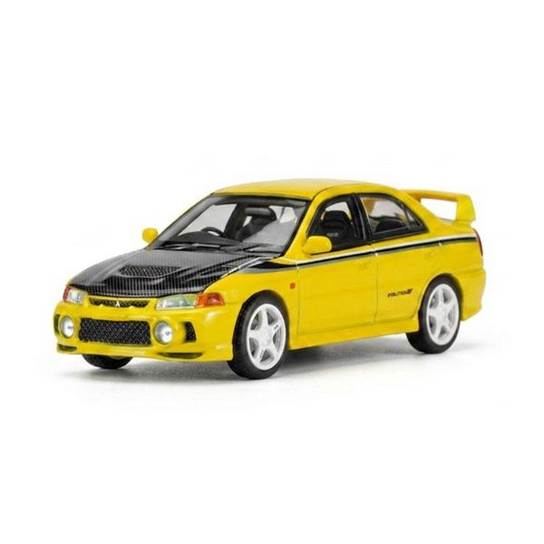 MOTORHELIX 1/64 三菱 Lancer Evolution IV GSR Customized Yellow w