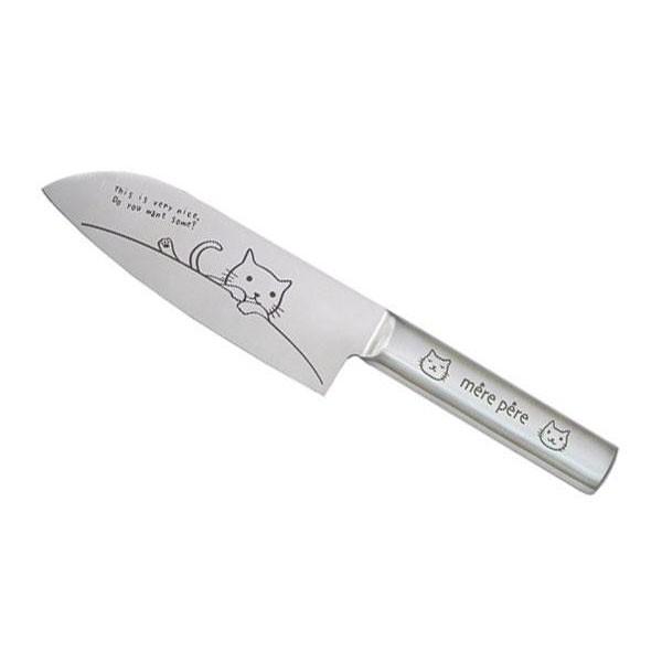 Mere Pere メルペール 人気の製品 ネコ柄 小三徳包丁 770 307 刃渡り約140mm