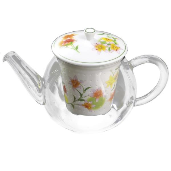 有田焼 セランドグラス おしゃれポット 当店一番人気 誕生花 7月 百合 Cka 400 480cc