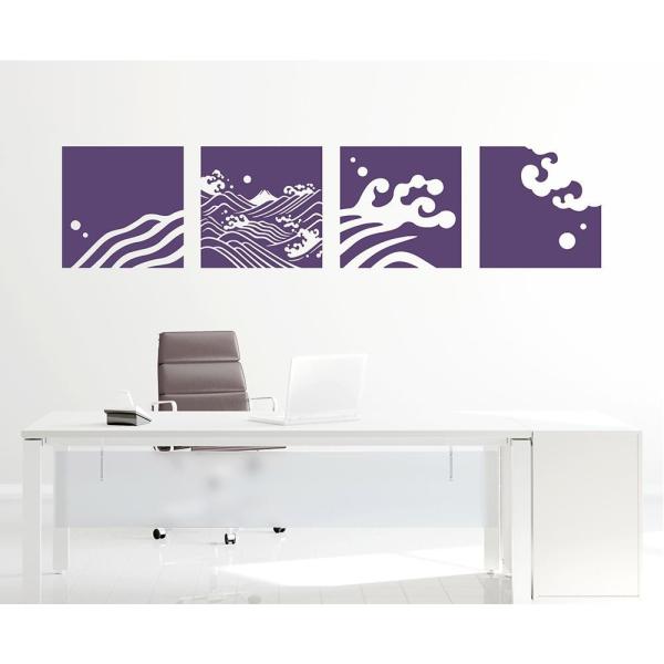 東京ステッカー ウォールステッカー 転写式 荒波に富士 江戸紫 店 Lサイズ Ts 0030 Il