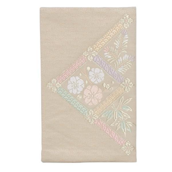 宮井 西陣織帯地金封入れ 菱取松竹梅 白 絹13 5 22cm 桐箱