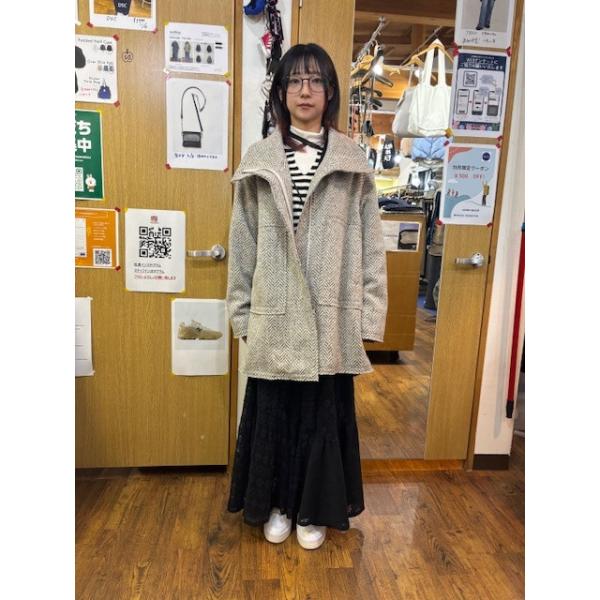 今期新作 15%off★CYAN TOKYO ヘリンボーンツイードハーフコート CYAN TOKYO（シアントーキョー） 送料無料 ヘリンボーンツイードハーフ