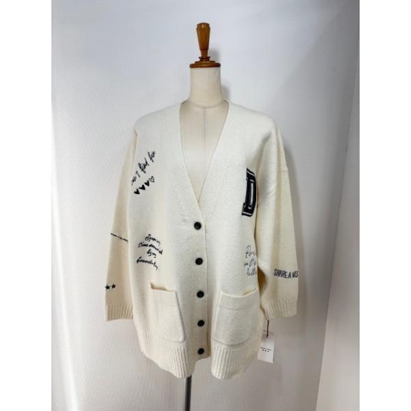 今期 新品 タグ付き Dignite collier 刺繍ニットカーディガン Dignite collier（ディニテコリエ） 送料無料 刺繍ニットカーディガン