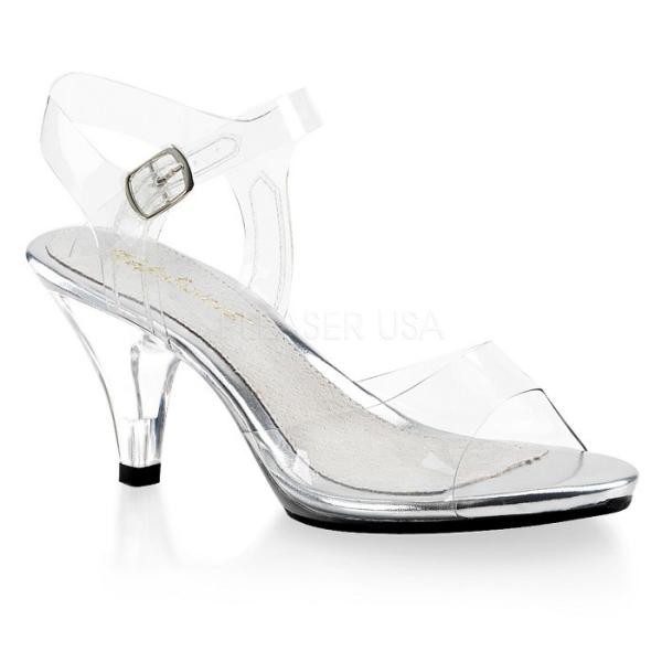 Pleaser プリーザー ローヒール サンダル キャバ ヒール 低め レディース メンズ 7.5 cm ヒール クリア 銀 シルバー ストラップ クリアヒール 大きいサイズ 取寄