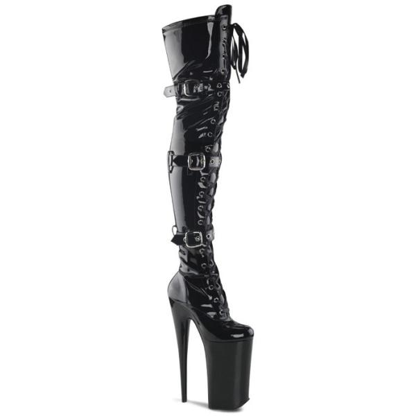 未使用 Pleaser プリーザー エナメル ロングブーツ 厚底 ハイヒール dimples_bey3028bm