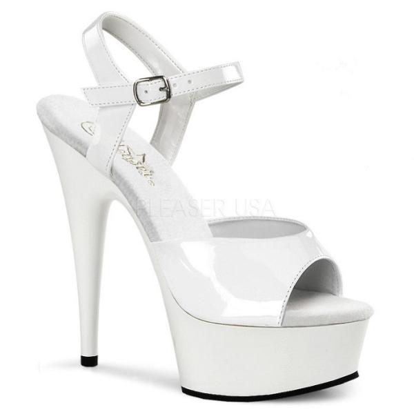 キャバ ヒール サンダル 厚底 Pleaser プリーザー 15 cm ヒール 白 ホワイト エナメル ストラップ ハイヒール ピンヒール 大きいサイズ レディース メンズ 取寄