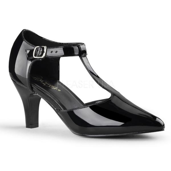 Pleaser プリーザー パンプス ローヒール 大きいサイズ 小さいサイズ 黒 ブラック エナメル 7 cm ヒール 8 cm ヒール 低め レディース メンズ Tストラップ 取寄