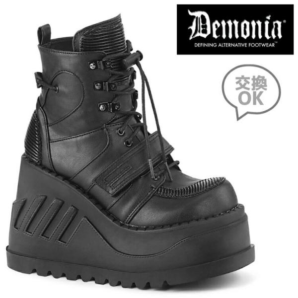 新品未使用⭐️ Demoniaデモニア 厚底 ブーツ24cm黒M6 Demonia(デモニア) ASHES-55 コウモリバックル チャンキーヒール