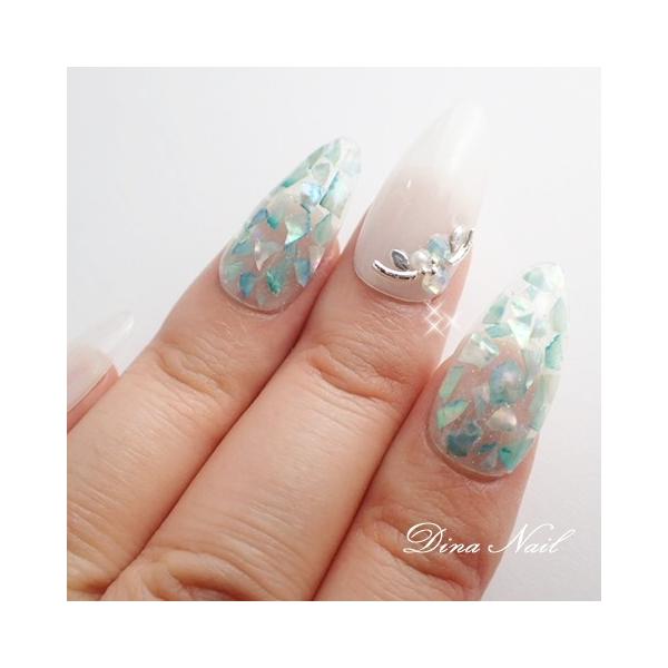 ジェルネイルチップ ブルー系シェル埋め込み ショート つけ爪 デザイン El180 Dinaネイル 通販 Yahoo ショッピング