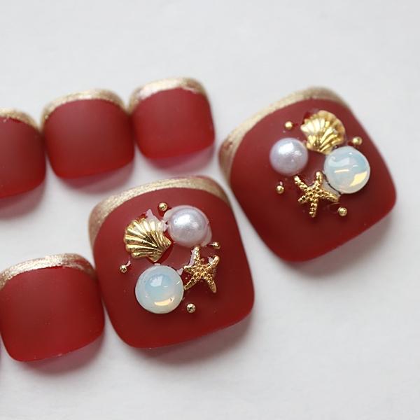 フットネイルチップ マットボルドースキニーフレンチ足用 サイズオーダー ハンドメイド つけ爪 ペディキュア P258 Dinaネイル 通販 Yahoo ショッピング