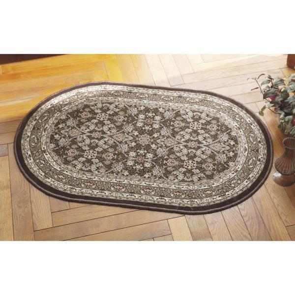 洗える抗菌防臭加工 モケット織マット〈ポーロ〉 だ円約60×90cm カーペット ラグ マット 絨毯 684806 ディノス