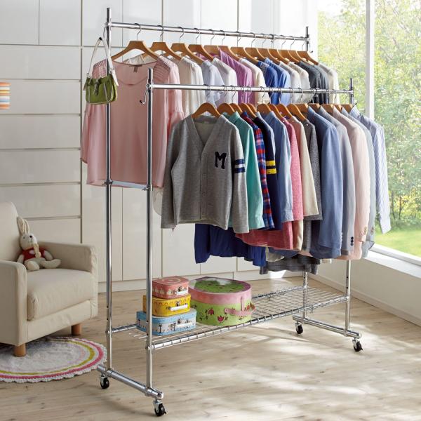 dinos プロ仕様 伸縮頑丈ハンガーラック ダブルタイプ 幅122