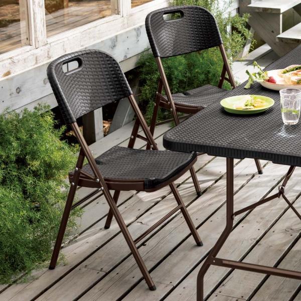 dinos（ディノス） 折りたたみ作業台シリーズ ラタン調チェア2脚組