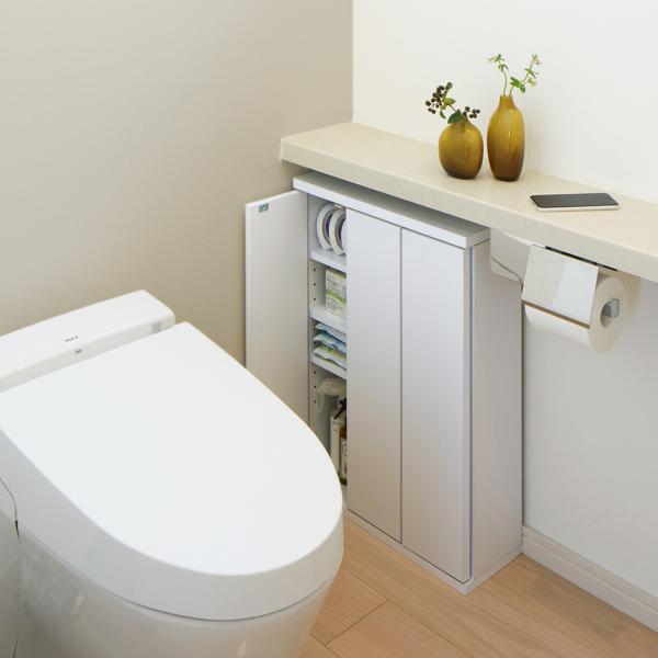 サイズと収納力にこだわったトイレ収納庫 幅45cm トイレ 洗面所 ランドリー収納 トイレ収納 ラック ディノス dinos 人気 おしゃれコンパクトなのに収納上手●幅45cm奥行16cmのコンパクトサイズで、狭いトイレでも邪魔にならずに設...