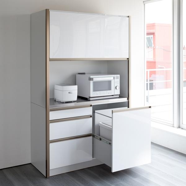 キッチン収納 食器棚 ダイニングボード ふた付き コンセント スライドテーブル Maquina/マキナ ダストダイニングボード・キッチンボード  幅127cm H45004