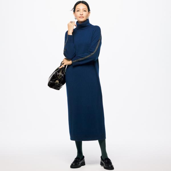 ラメライン入り ウールカシミヤ ワンピース ワンピース ニットワンピース 131304 dinos_1296107217