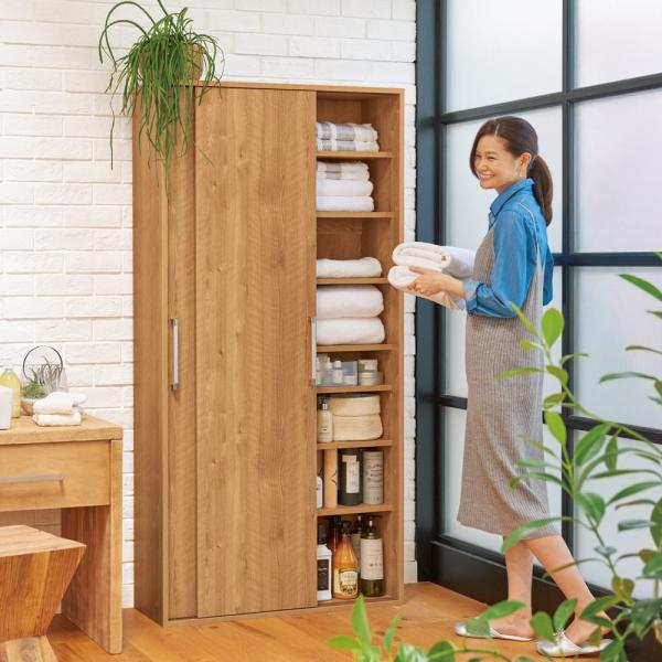 すっきり隠せる薄型引き戸収納庫 幅90cm トイレ 洗面所 ランドリー収納 洗面所収納 隙間収納 ディノス dinos 人気 おしゃれ幅90cmタイプ薄型でも収納力はたっぷり！省スペースに特化した引き戸収納奥行は薄型の29.5cm！洗面所や...