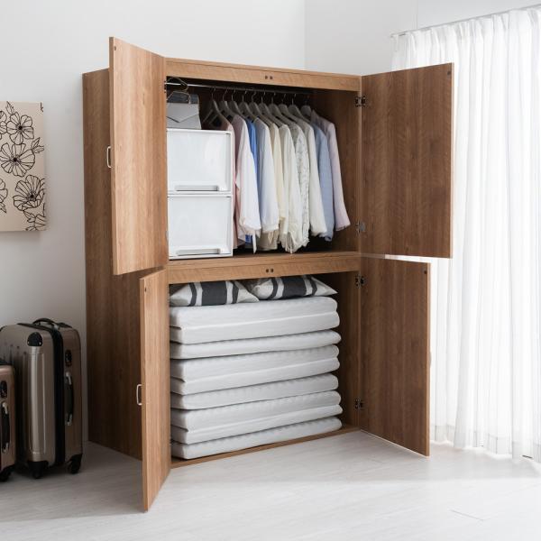 【国産】手軽に押し入れが作れる布団タンス 幅120cm 衣類収納 ワードローブ クローゼット ディノス dinos 人気 おしゃれ使用例（幅120cm お届け商品のサイズ）布団や家電が収納できる大型収納庫置き場所に困る布団、家電をまとめて収...