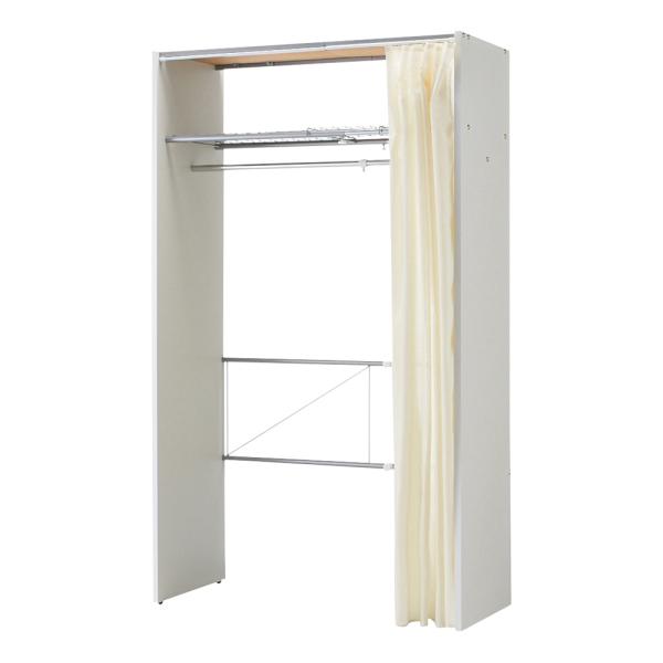 カーテン取り替え自在ハンガーラック 棚付きタイプ85-125cm