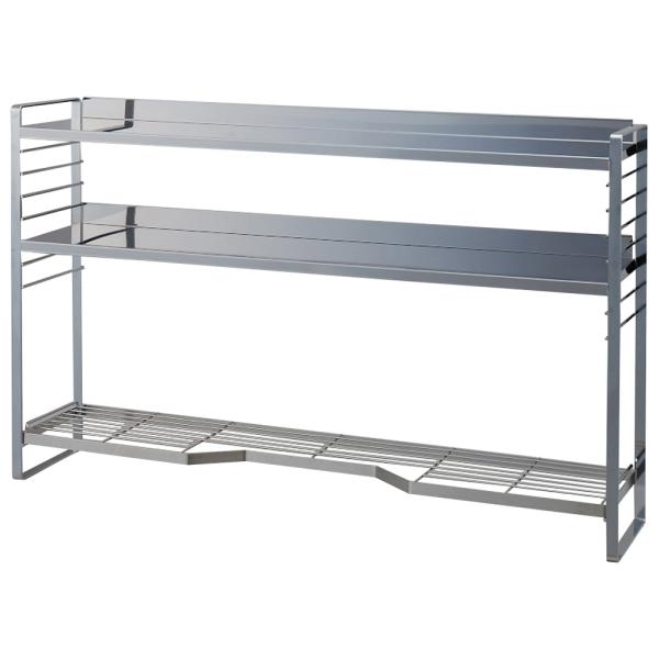 ステンレス棚板コンロ奥ラック 3段・幅81.5cm（対応コンロサイズ幅75cm） キッチン用品収納 コンロ周り収納 641023 ディノス