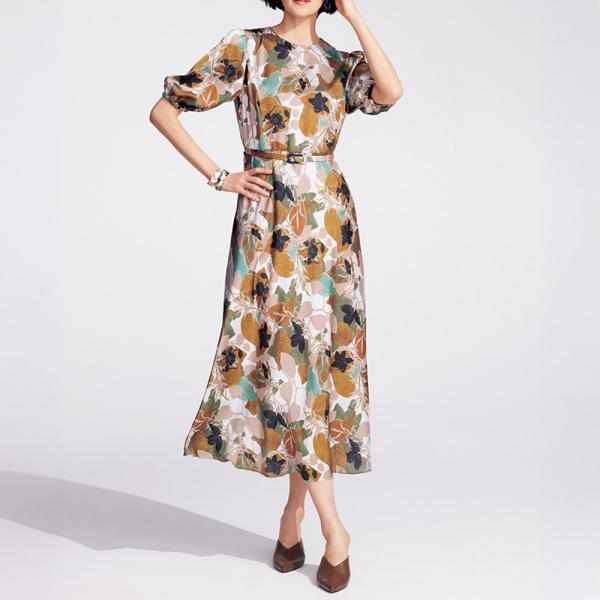 ラッティ社 リーフ柄プリントワンピース ファッション ワンピース PC5520 スラッティ ラッティ社 リーフ柄プリントワンピース ファッション