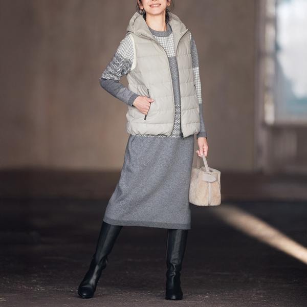 dinos（ディノス） ウールカシミヤ ニットジャカードワンピース