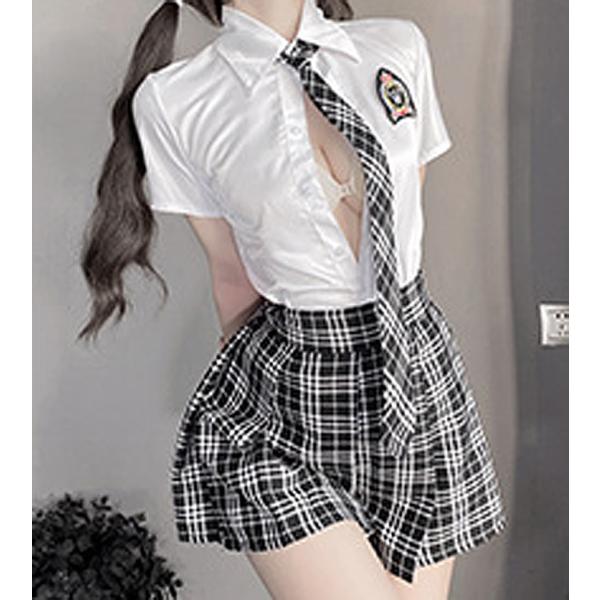 コスプレ セクシー 学生服 女子高生制服 韓国風 学園コスチューム 衣装 夏服 半袖 スカート 5点セット
