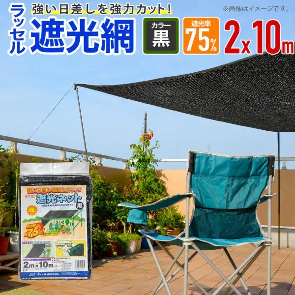 ダイオ 公式 ラッセル遮光網75TH 75％ サイズ 幅2m×長さ10m 黒
