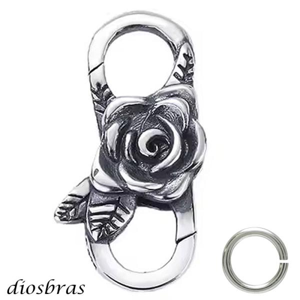 チェーン ダブルクリップ フック シルバー９２５ 薔薇　バラ カスタムパーツ ロブスター クラスプ ロック 両面デザイン