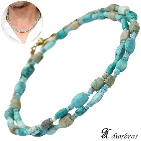 ターコイズ ネックレス ビーズ エスニック トルコ石 チェーン 天然石