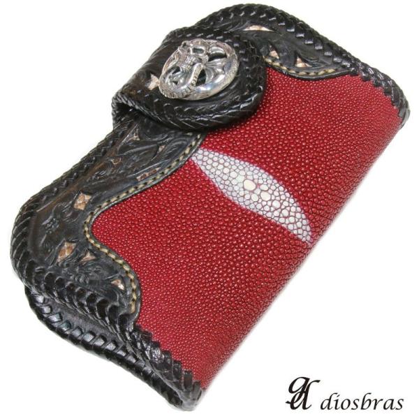 ウォレット ハーフ ミドル レザーウォレット 本革 赤 レッド