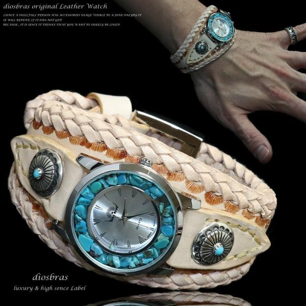腕時計 メンズ ターコイズ オニキス 時計 レザーブレス ウォッチ 本革