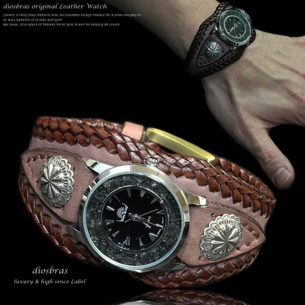 腕時計 メンズ ターコイズ オニキス 時計 レザーブレス ウォッチ 本革