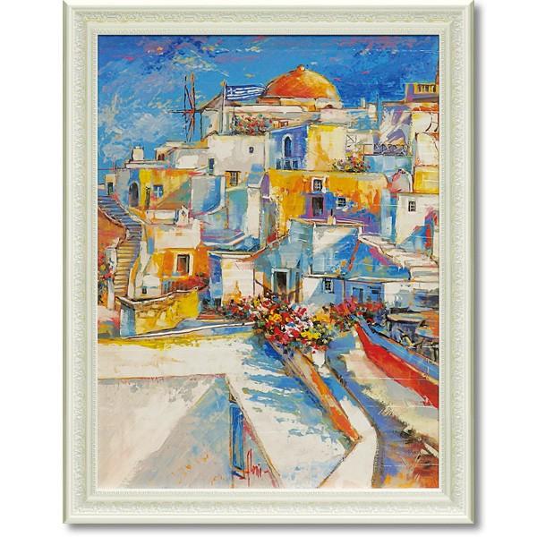 絵画 欧州風景 ルイージ フローリオ「サントリーニ」 モダン
