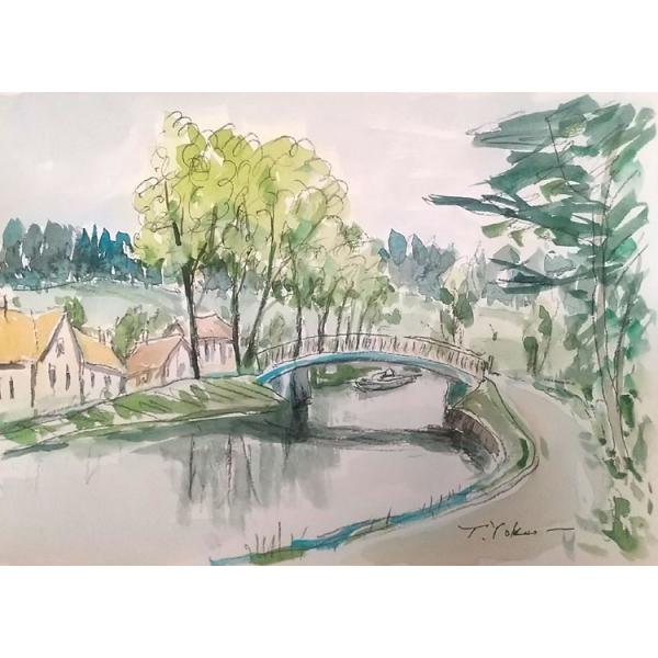 フランス風景 絵画 水彩画 横尾武之 作 「フランス フランス風景 絵画 水彩画 横尾武之 作 「フランス