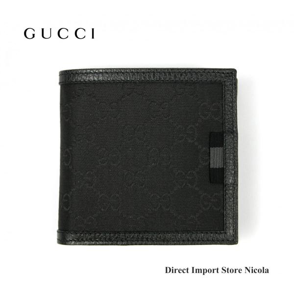 グッチ 財布 GUCCI 二つ折り財布 小銭入れ付 GG柄 ナイロン 