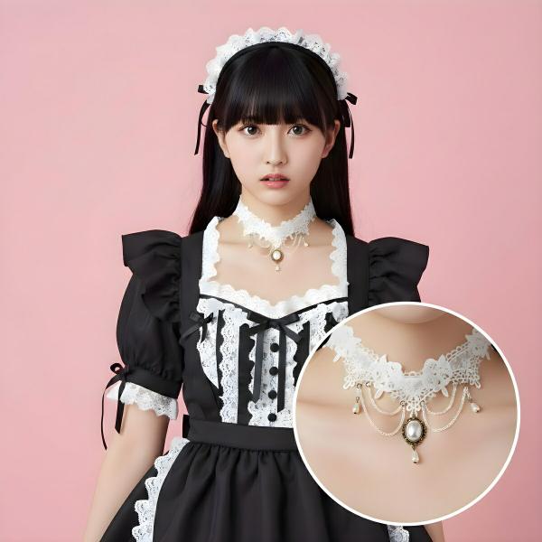 アンティーク風 チョーカー ホワイト レース ウエディング ゴスロリ コスプレ ネックレス ロリータ ブライダル 首飾り レディース