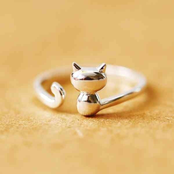 猫 リング シルバー 指輪 レディース ねこ アクセサリー S925 サイズ調整