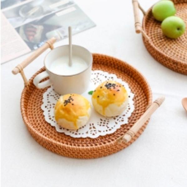ラタントレイ 24cm トレー カフェ お家カフェ お盆 おぼん バスケット おしゃれ 北欧 丸型