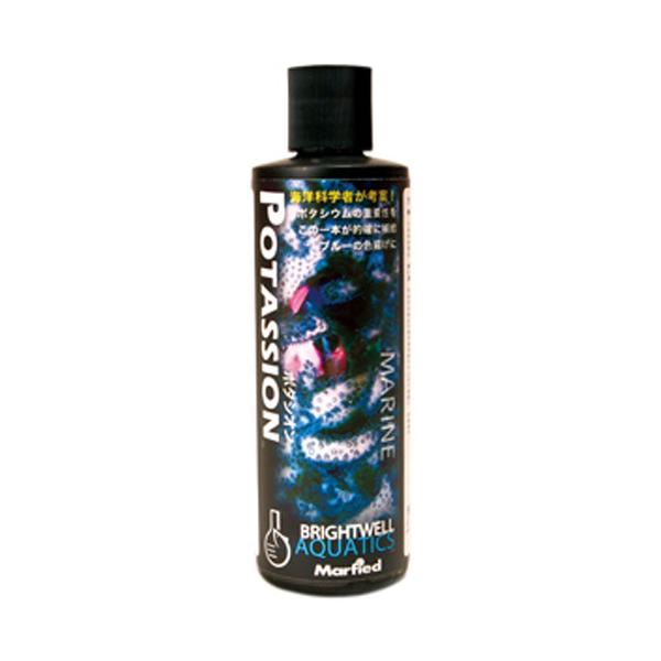 海洋科学者が考案！ポタシウムの重要性をこの一本が的確に補給 ブルーの色揚げに！リーフタンク専用に作られた濃縮ポタシウム溶液ポタシオンの添加によるメリットは造礁無脊椎動物の骨格形成の成分として、また青い色素を持つSPSの色彩の改善を行うという...