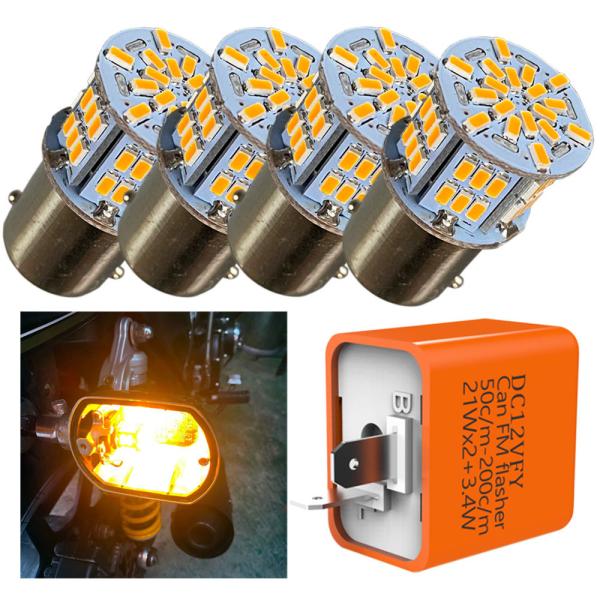 高輝度LEDを54個使用したとても明るいG18シングルウインカーバルブ4個と2ピンウインカーリレーのセットです。ピン角は180°平行ピン、150°ピン角違いのいずれかをお選びください。干渉しにくいコンパクト設計ですので様々なバイクに取付可能...