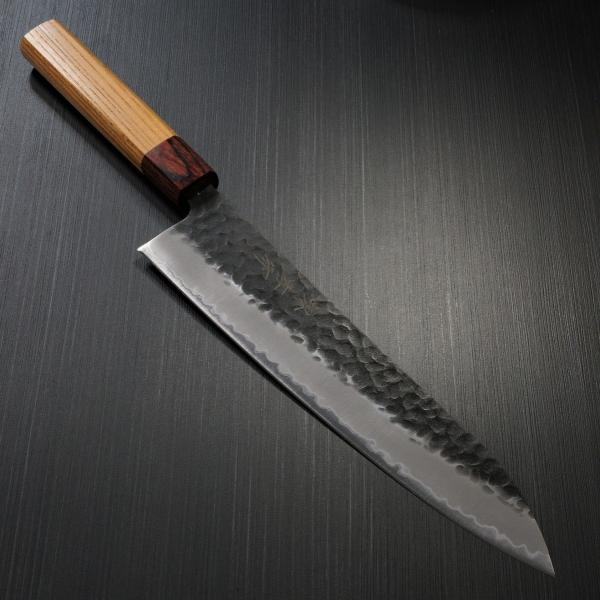 包丁 牛刀 240mm 青紙スーパー 堺孝行 黒槌目  日本製 和牛刀