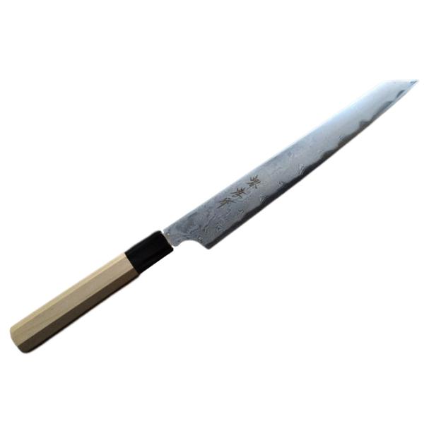 堺孝行 包丁 銀三鋼ダマスカス 剣型柳刃 9寸 270mm 安来銀三鋼 水牛
