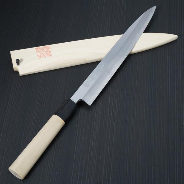包丁 柳刃240mm 郷右馬允義弘 上作 安来鋼白紙2号 鞘付 水牛柄 山脇
