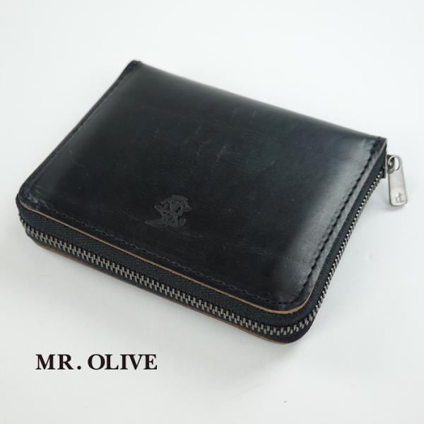 専用MR.OLIVE【ミスターオリーブ】　ラウンドファスナー　ブラック　本革 MR.OLIVE（ミスターオリーブ） ホーウィンクロムエクセルレザー
