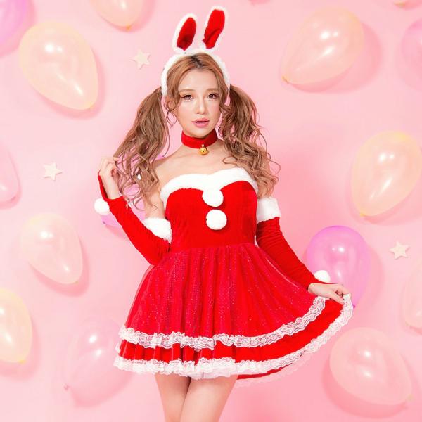 レディース サンタ costume(コスチューム)バニーサンタ  X'mas xmas ナチュラル 北欧 かわいい 可愛い レディース 個性派 即日発送 セクシー ベロア 高級